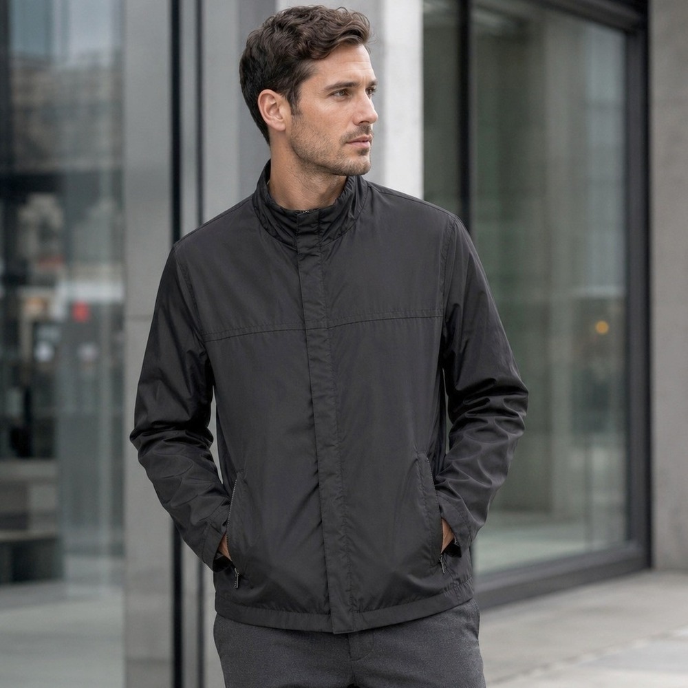 MMarc New York Andrew Marc Mens Full Zip Windbreaker Jacket Black Lightweight XL